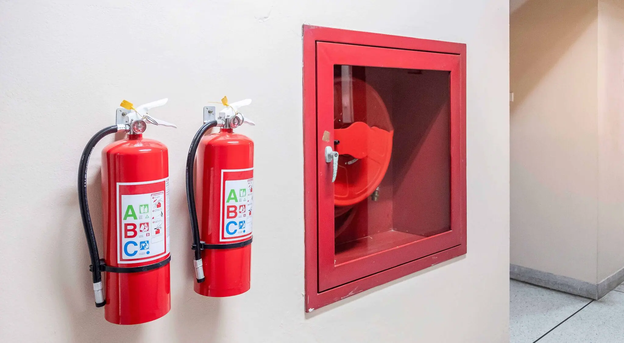 Fire extinguishers and hose reel